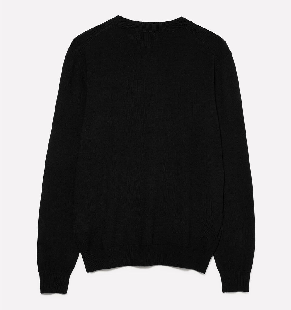 Black sweater in wool blend  - men's crew neck sweaters - Black | Sisley image number 2